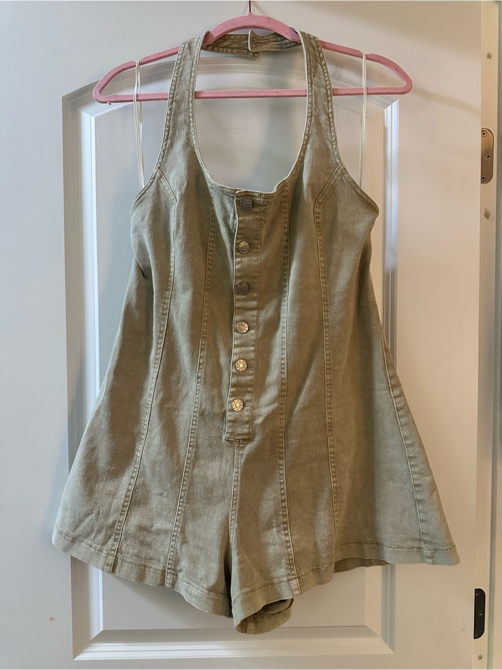 Mustard Seed Olive Green Button-Front Romper Tank